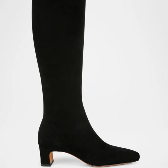 Vince Saira Black Suede Kitten Heel Boots - Picture 1 of 7